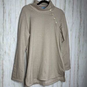 J. McLaughlin Marisa Top‎ Mock Neck Taupe Tunic Sweater Large